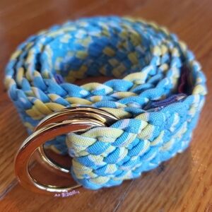 Lilly Pulitzer Vibrant Blue and Yellow Braided Belt with Gold Rings